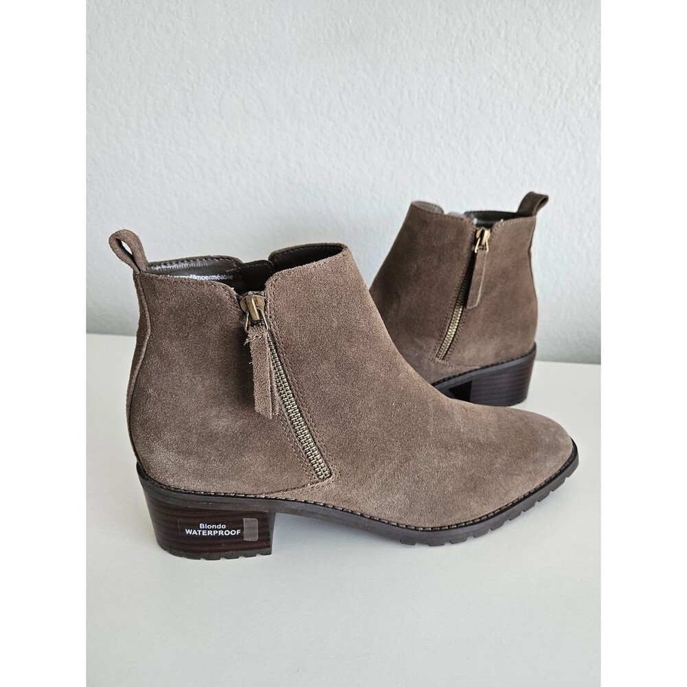 NEW Blondo Samara Waterproof Ankle Boot Womens 10W Dark Taupe Bootie Classic Zip